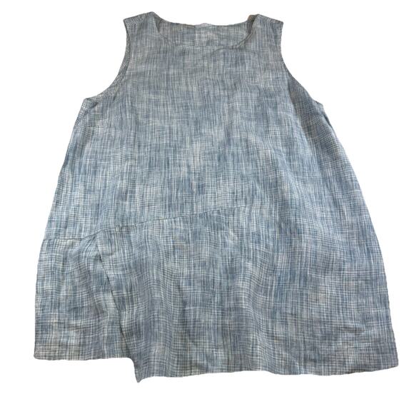 J.Jill 100% Linen Smock Tunic Beach Boho Lagen Look Blouse Top Blue Wms Large - Picture 1 of 9